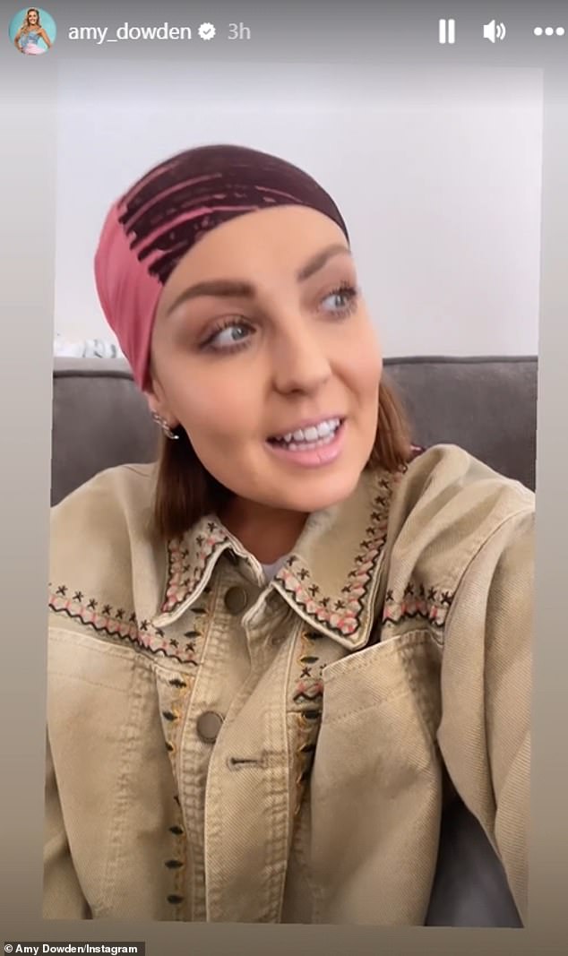 Tough: Amy Dowden, 33, has revealed she has been 'extremely' ill after her fourth round of chemotherapy as she shared another update in her battle with breast cancer