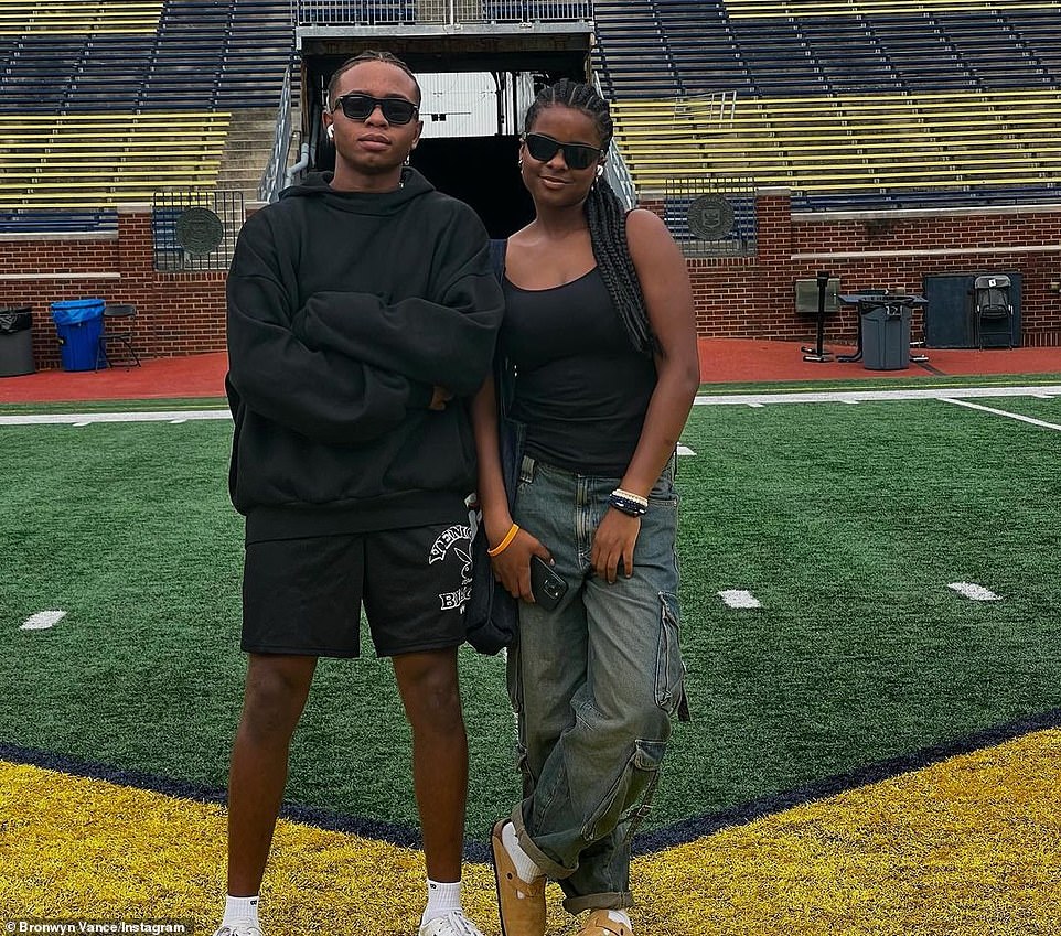 University of Michigan on the way?  Angela and Vance are proud parents of 17-year-old twins – son Slater Josiah and daughter Bronwyn Golden – whom they welcomed via a surrogate (photo August 13)