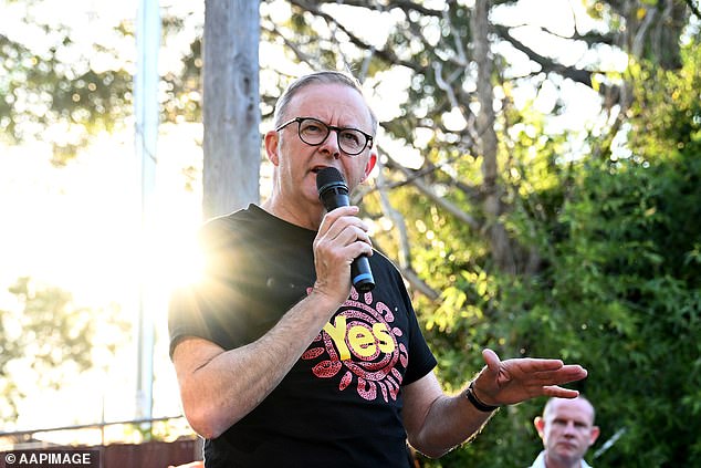 Anthony Albanese (pictured) has been accused of focusing the Voice referendum rather than on issues affecting everyday Australians.