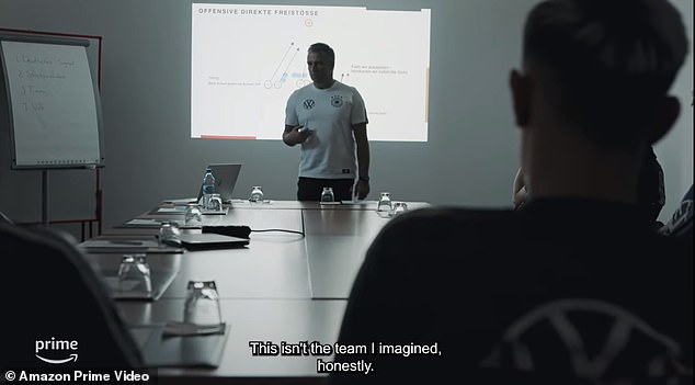 The trailer shows German manager Hansi Flick complaining to his players and staff that the team at the World Cup is not what he imagined