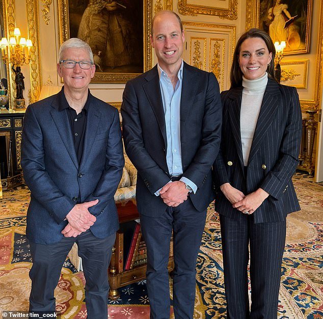 The Prince and Princes of Wales welcomed Apple's CEO Tim Cook to Windsor Castle this week to discuss mental health initiatives