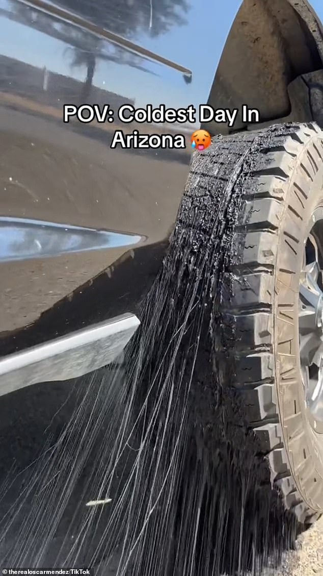 Arizona set a new heat record with temperatures reaching 110F for 54 days, causing tires to melt, residents scrambling to extreme measures to stay fresh and