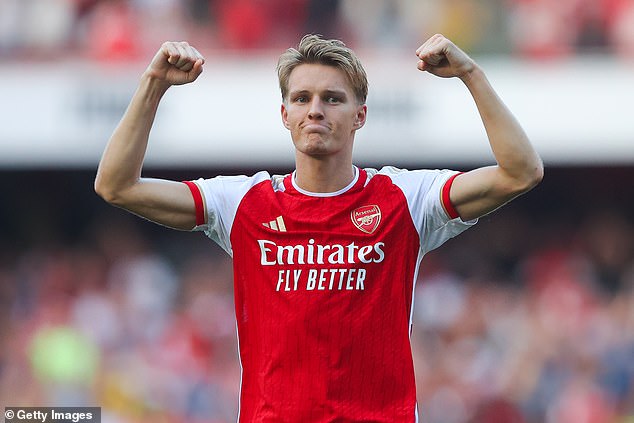 Arteta also spoke about Martin Odegaard's (pictured) contract situation, claiming he was 'optimistic'