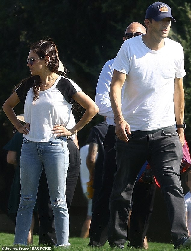 Out and about: Mila Kunis and Ashton Kutcher were spotted enjoying their kids' soccer match in sunny Los Angeles at the end of the week