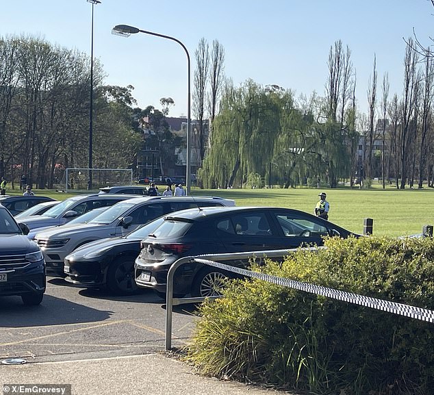 Two people are said to have been stabbed and another attacked at the Australian National University in Canberra (pictured: police on scene)