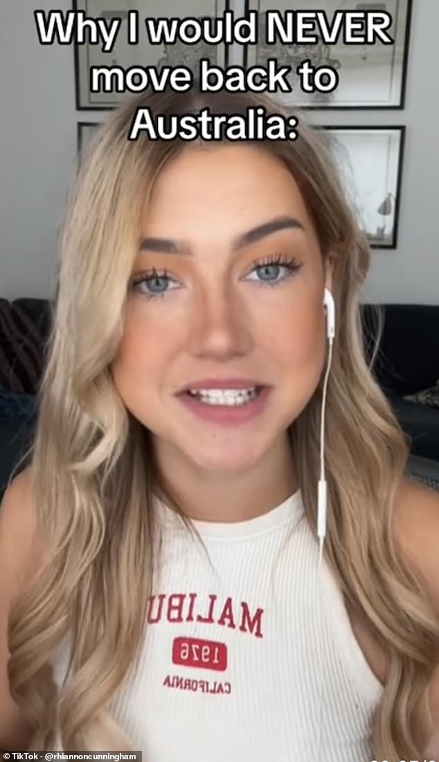 According to TikTok creator Rhannon Cunningham (pictured), she likes living in England because it's so easy to visit other nearby countries