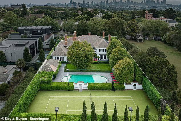 Built in 1929, the mansion is located in the prestigious Melbourne suburb of Toorak, home to some of the most expensive real estate in the country.  It has five bedrooms and five bathrooms.