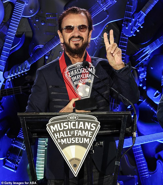 Special Evening: Beatles legend Ringo Starr, 83, was honored with a Legacy Award at the Musicians Hall of Fame ceremony in Nashville, Tennessee, on Sunday evening