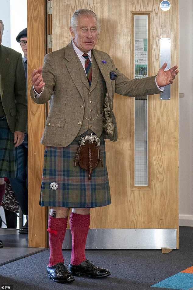 King Charles III during his visit to the Global Underwater Hub in Westhill, Aberdeenshire, Scotland, where he met staff and learned about their educational outreach programs