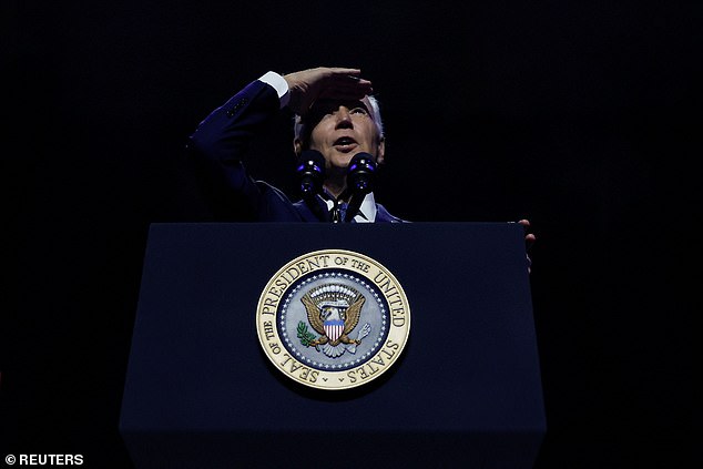 Biden also tried to suppress a climate change protester during his pro-democracy remarks in Arizona on Thursday, telling the man to 'shut up'