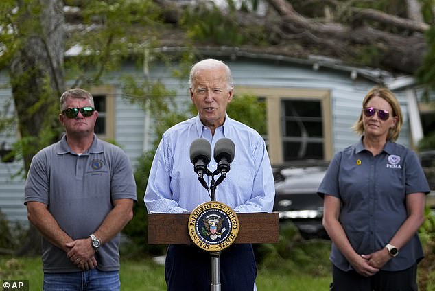 President Joe Biden was asked Saturday why he never visited eastern Palestine, Ohio.  He was mapping the damage from Hurricane Idalia in Live Oak, Florida