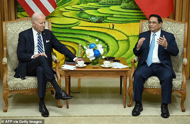 BACK IN TIME: President Joe Biden (left) spent the morning of Monday, September 11, meeting with Vietnamese leaders, including Vietnamese Prime Minister Pham Minh Chinh (right).  He then crosses the International Date Line on the occasion of 9/11 in Alaska