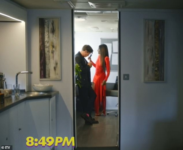 Just chatting: The presenting pair appear to be backstage at the studios in the clip, chatting and mocking the voice of Marcus - the Geordie star who has narrated all 19 series of the show on both Channel 4 and Channel 5, as well as spin-offs