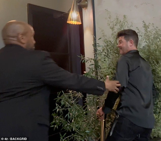 Sloppy: Robin Thicke almost fell into a plant outside hotspot The Fleur Room