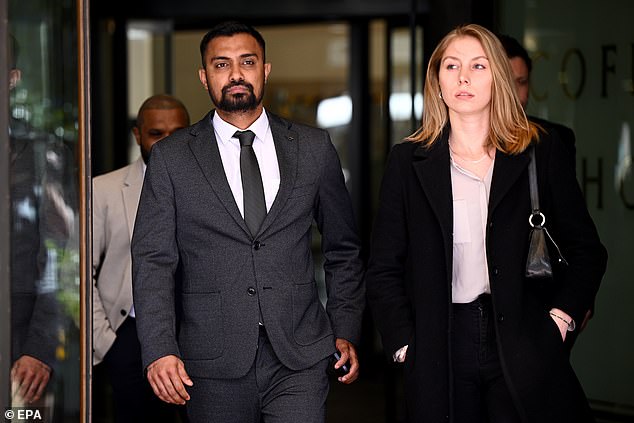 Danushka Gunathilaka (pictured left outside court) has been found not guilty of sexual assault without consent