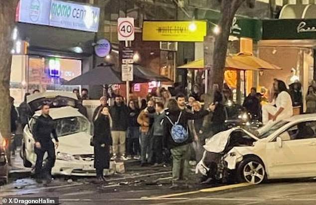 John Haasz, 76, died at the scene when his white Hyundai was allegedly hit by Zain Khan driving his mother's Toyota (scene pictured)