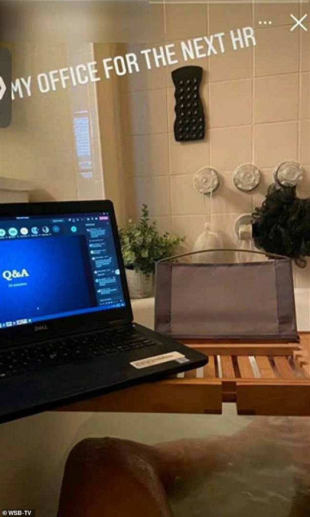 An Atlanta Department of Veterans Affairs employee posted a series of Instagram stories from March from the bathtub with the caption, “My office for the next hour”