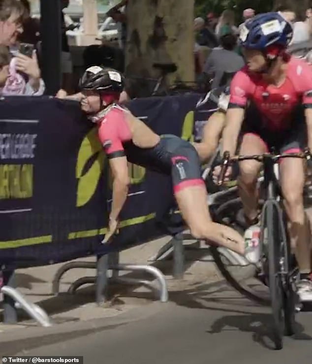 Nicole van der Kaay was lucky to avoid serious injury when shunted into the barriers during the race in Toulouse, France