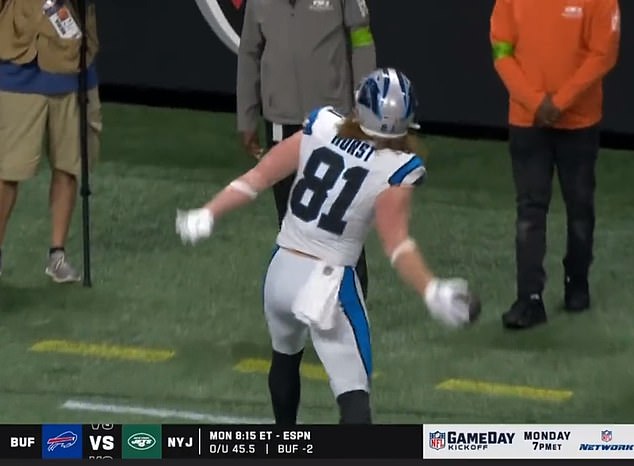 Hayden Hurst accidentally threw rookie QB Bryce Young's first TD pass into the stands