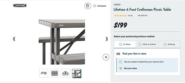 Bunnings has been ordered to explain why a picnic table (pictured left) is being sold at a higher price in some stores, after a disgruntled Queensland customer complained their local Bunning store was selling the product for a hundred dollars more.