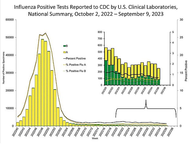 Flu activity, while currently low, is 