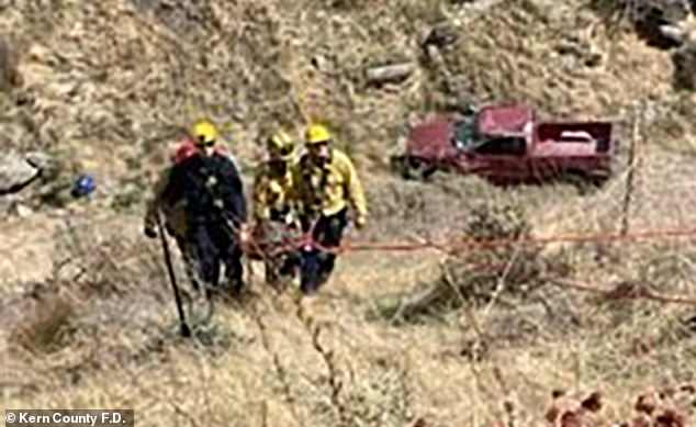 The driver, whose name was not released, miraculously survived the near-death experience in the Tehachapi Mountains, the Kern County Fire Department said.