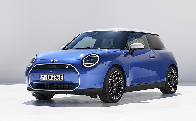 The future of Mini manufacturing in Britain will be saved with a groundbreaking agreement to build a new generation of electric cars, securing thousands of jobs beyond 2030.  Pictured: The new all-electric Mini Cooper, which made its debut on the eve of the German International Motor Show IAA in Munich