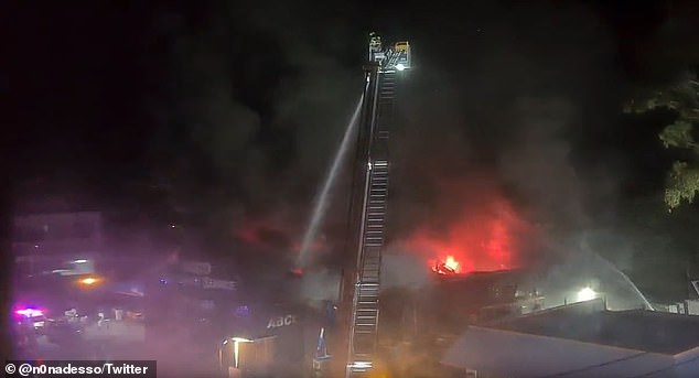 About 25 fire engines were called to battle the blaze in Canterbury, south-west Sydney