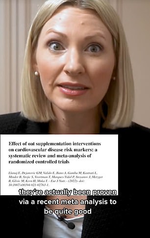 Dietitian Abbey Sharp (pictured above) and eye surgeon Dr. Brian Boxer Wachler (pictured below right) both posted comments on an earlier video from Dr. Wolfson.  Both said oatmeal has several health benefits, including lowering the risk of cardiovascular disease