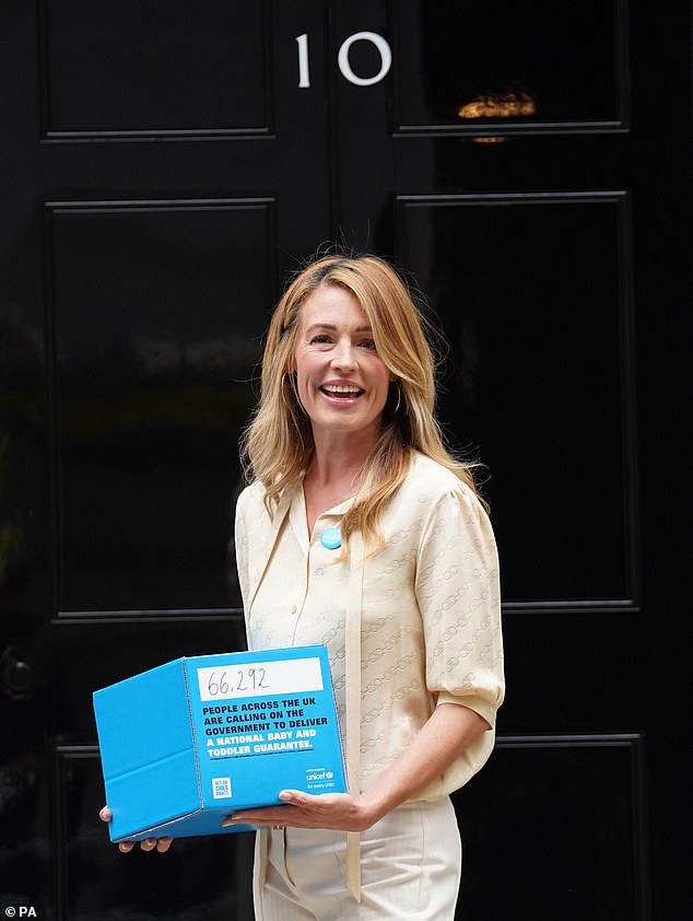 Call for change: Cat Deeley visited Number 10 Downing Street on Tuesday to deliver a petition from Unicef ​​UK to Prime Minister Rishi Sunak