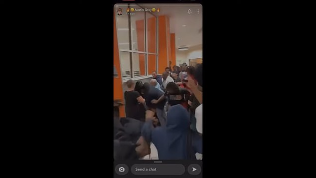 Videos of the fighting were widely circulated on social media before they were broken up.  Students are seen piled on top of each other and fighting, as staff continued to struggle to break up the fight