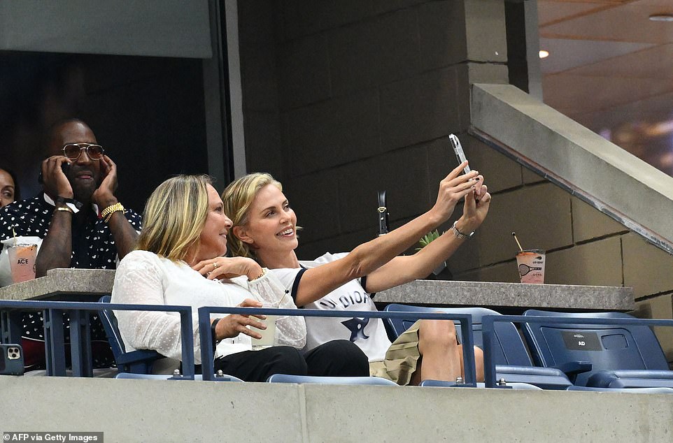 She took selfies in the stands