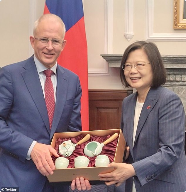 Liberal MP Paul Fletcher is pictured with Taiwanese President Tsai Ing-wen on Tuesday evening