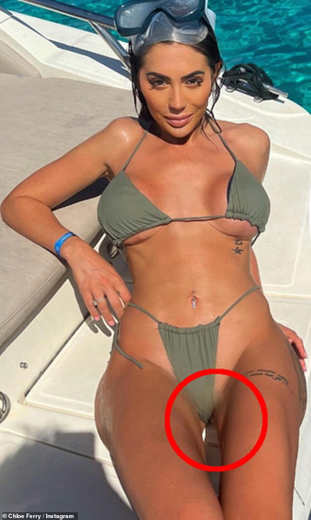 Uh Oh: It comes after Chloe was accused by fans earlier last week of editing her sizzling bikini snaps on Instagram - with fans noticing a green cast to her bikini bottoms