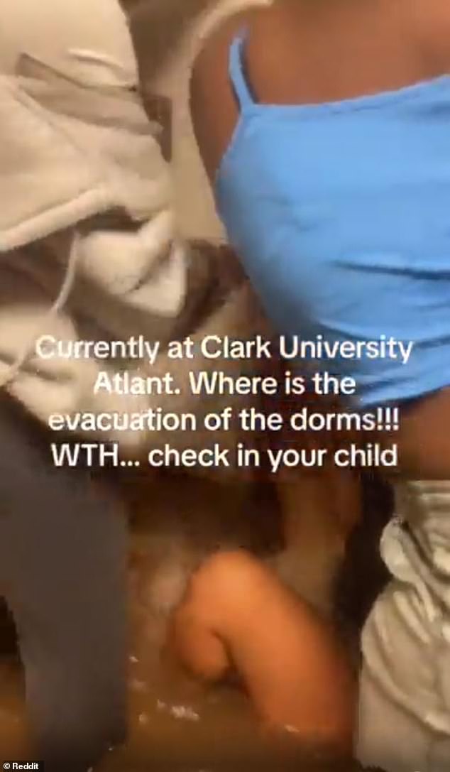 Video posted by Reddit user Wheresmythot captured the frantic moment a Clark Atlanta University girl got her leg stuck between a door and a refrigerator