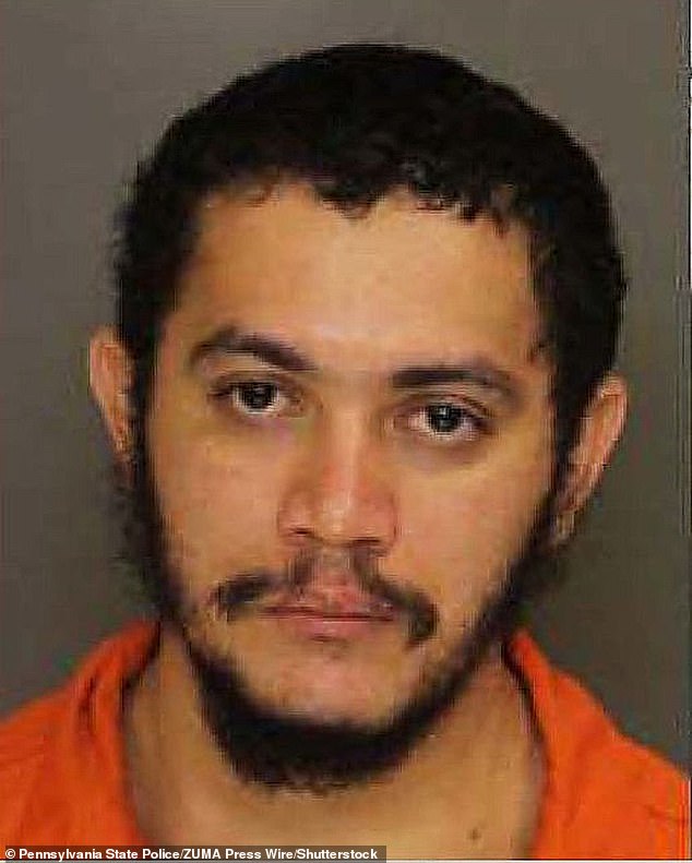 Pictured: Danelo Cavalcante, serving a life sentence for the gruesome murder of his ex-girlfriend.  On August 31, he escaped from the Chester County Jail in a daring escape and is still on the run as Saturday enters the 10th day of the manhunt.