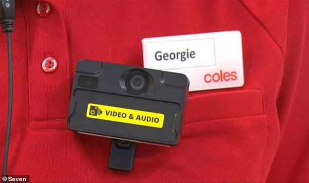 Coles will introduce staff body cameras (above) in 30 high-risk stores in response to record losses from shoplifting