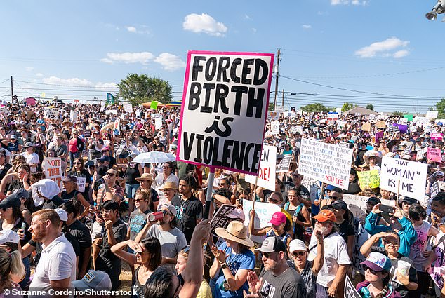 Abortion advocates argue that all Dickson and Mitchell are doing is spreading fear.  Pictured: An abortion rights march in Austin in June 2022