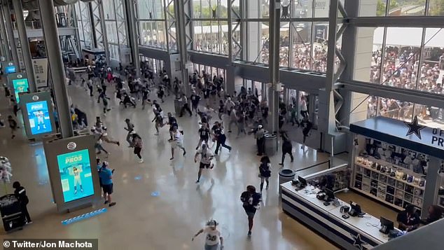 A well-known practice among NFL fans: Cowboy fans rush in as the doors open before each kickoff