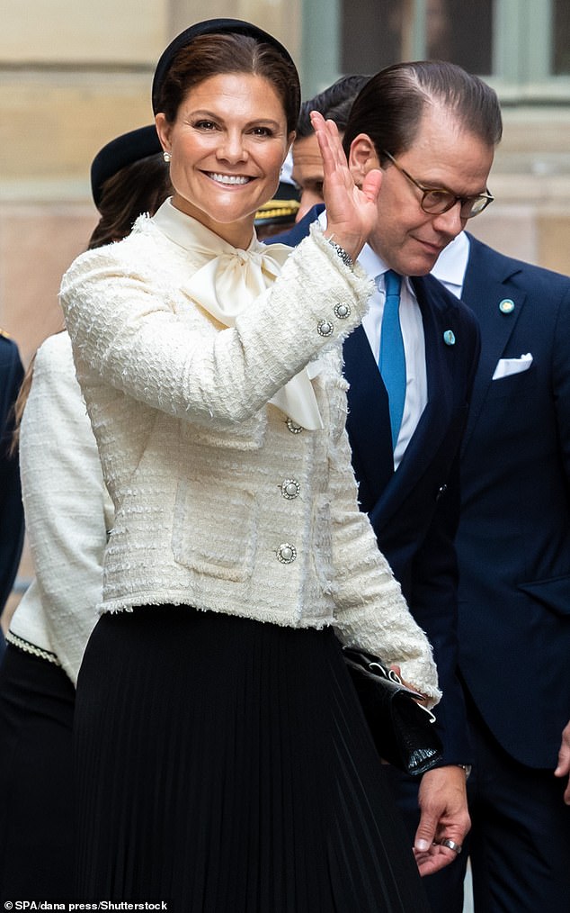 All smiles in Stockholm: Crown Princess Victoria and her husband Prince Daniel attend a church service for the opening of the Swedish Parliament 2023 at Storkyrkan Cathedral