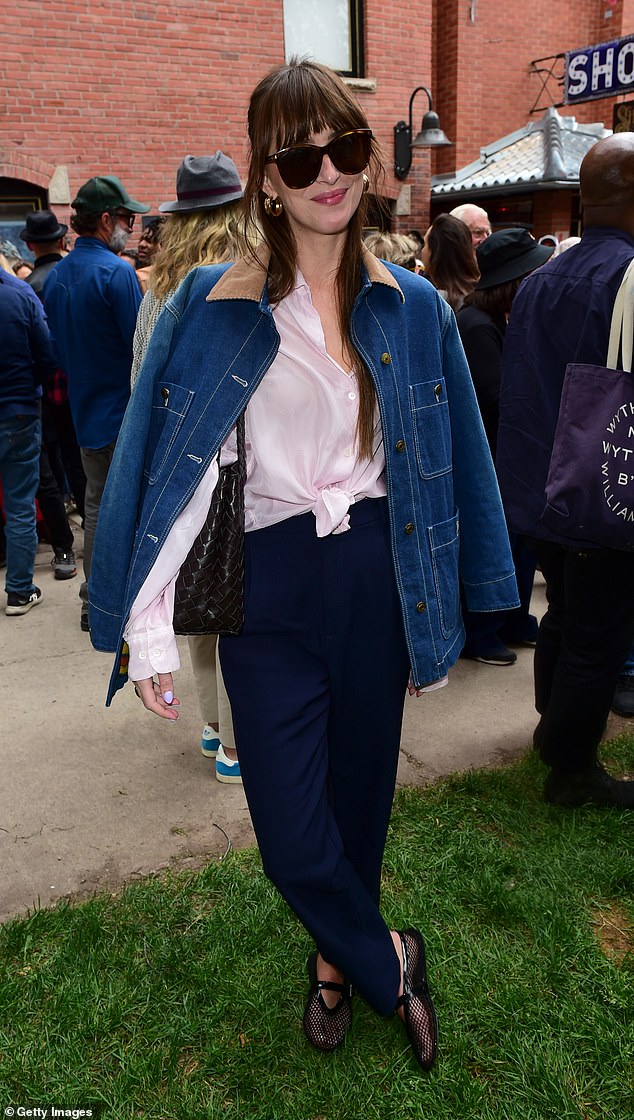 Glowing: Johnson, 33, kept it casual-cool Saturday as she attended day two of the 50th Telluride Film Festival