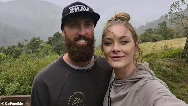 Lincoln Hoad (pictured left, with his partner Shalika) was allegedly attacked outside a pub in a rural Queensland town