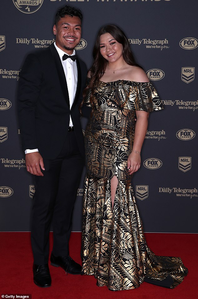 The Cowboys' Jeremiah Nanai and his partner failed to achieve the baroque look they were going for with their outfits on the Dally M Medal red carpet last year