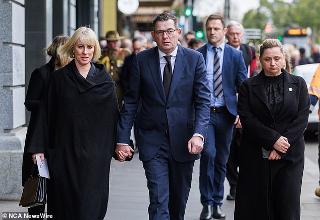 The Victorian Premier (pictured, with his wife Catherine) announced on Wednesday that his government will introduce a 7.5 per cent consumer tax on all short-term accommodation bookings from platforms such as Airbnb and Stayz from 2025.