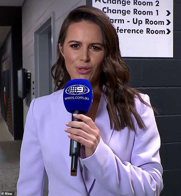 Danika Mason was spotted without her diamond ring during Channel Nine's broadcast of the preliminary final between the Brisbane Broncos and the NZ Warriors this weekend