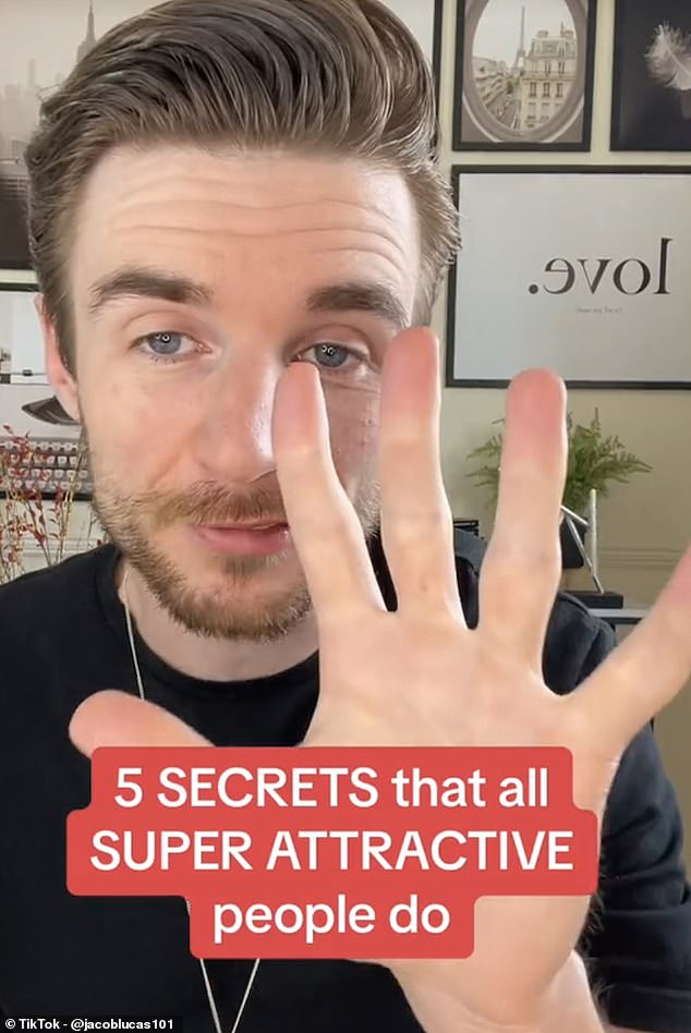 Author, social media creator and dating expert Jacob Lucas (pictured) has revealed five secrets of super attractive people