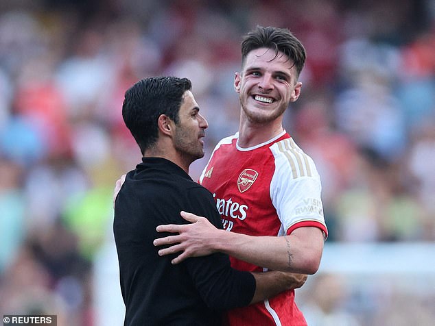 Mikel Arteta (left) was the main reason Declan Rice decided to join Arsenal