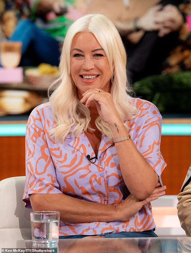 Happy: Denise Van Outen gushed about her 'beautiful' boyfriend Jimmy Barba as she gave insight into their relationship on Sunday