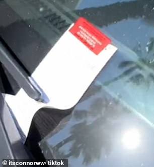Connor Wright told his followers to 'ignore' tickets from Parking Enforcement Services (example above)