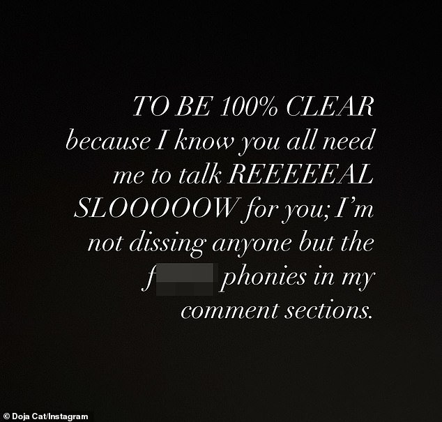 Ouch: Then she talked to her haters.  “TO BE 100% CLEAR because I know you all need me to talk REEEEAL SLOOOOOOW for you guys;  I don't diss anyone but the f***in fakes in my comment sections'